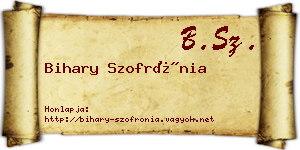 Bihary Szofrónia névjegykártya